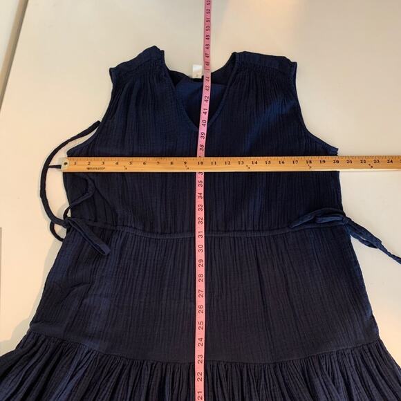 Caslon Dress Womens S Small Navy Cotton Gauzy Tiered Sleeveless Tiered Midi - Picture 8 of 12